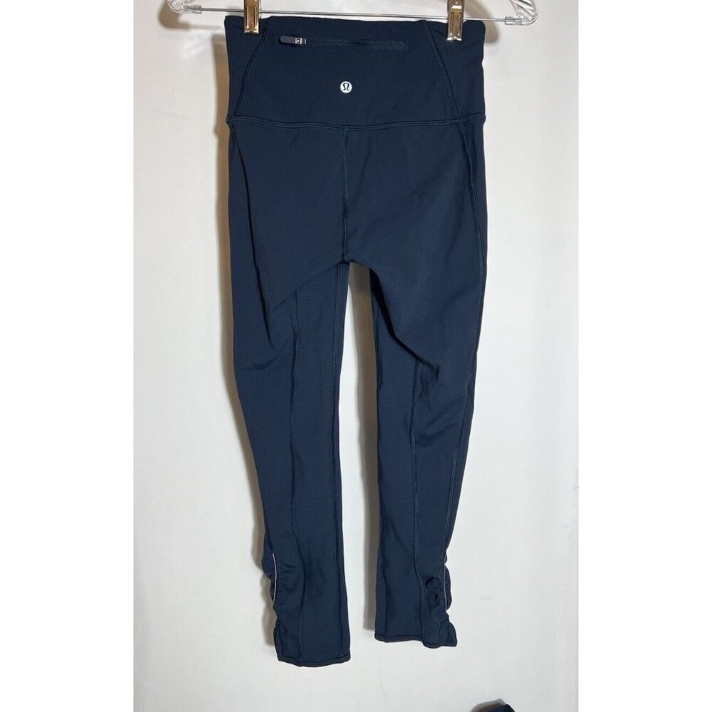 Lululemon‎ Capri Length Leggings Ruched Dark Blue Women’s Size 4 - Picture 2 of 11
